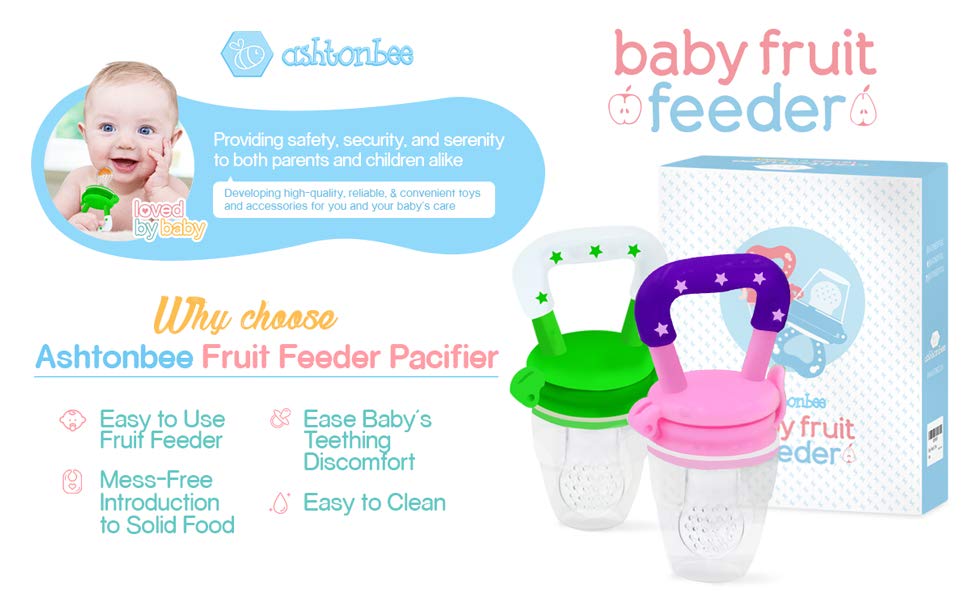 Chupete Baby Fruit Feeder (paquete de 2 unidades), juguete mordedor de  frutas para bebés, en bolsas de silicona para bebés y niños por Ashtonbee