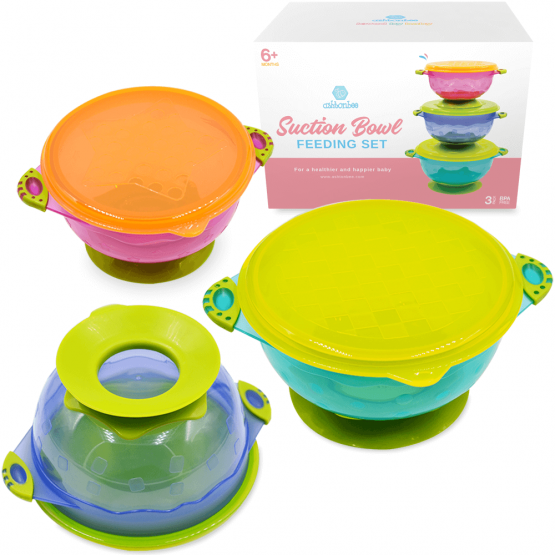suction bowl for toddler set of 3 stackable feeding bowls with spill proof
