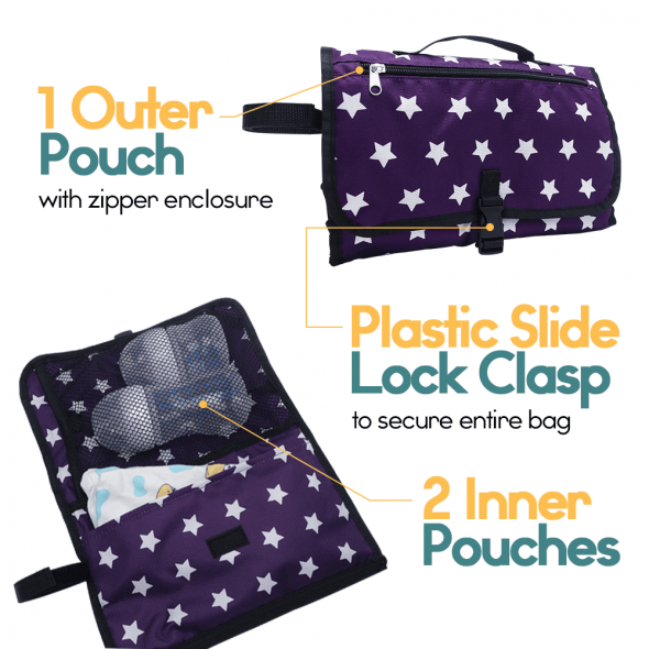 diaper bag and changing mat compartments